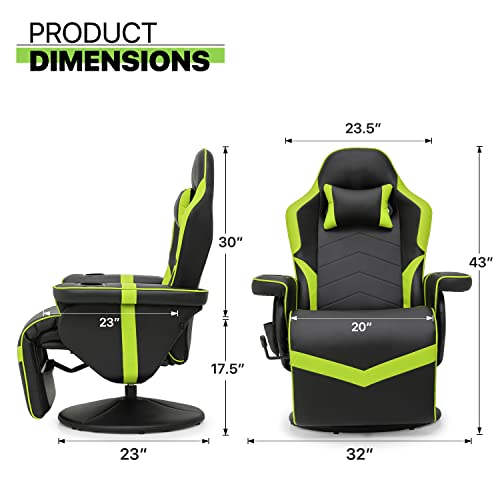 Magshion Massage Gaming Recliner Chair, 360° Swivel PU Leather Reclining Chair with Adjustable Backrest, Footrest