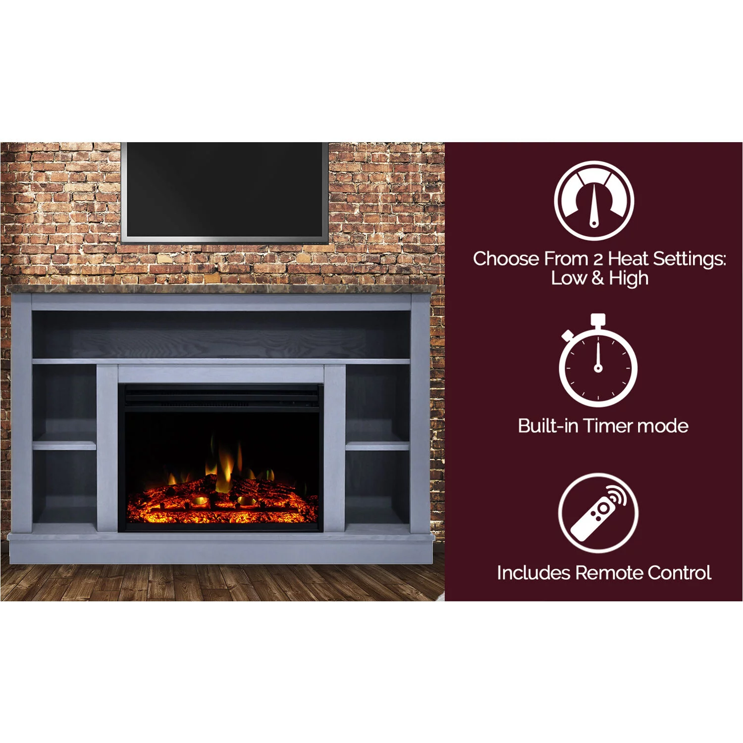 Cambridge Seville 47'' Freestanding Electric Fireplace with Log Insert