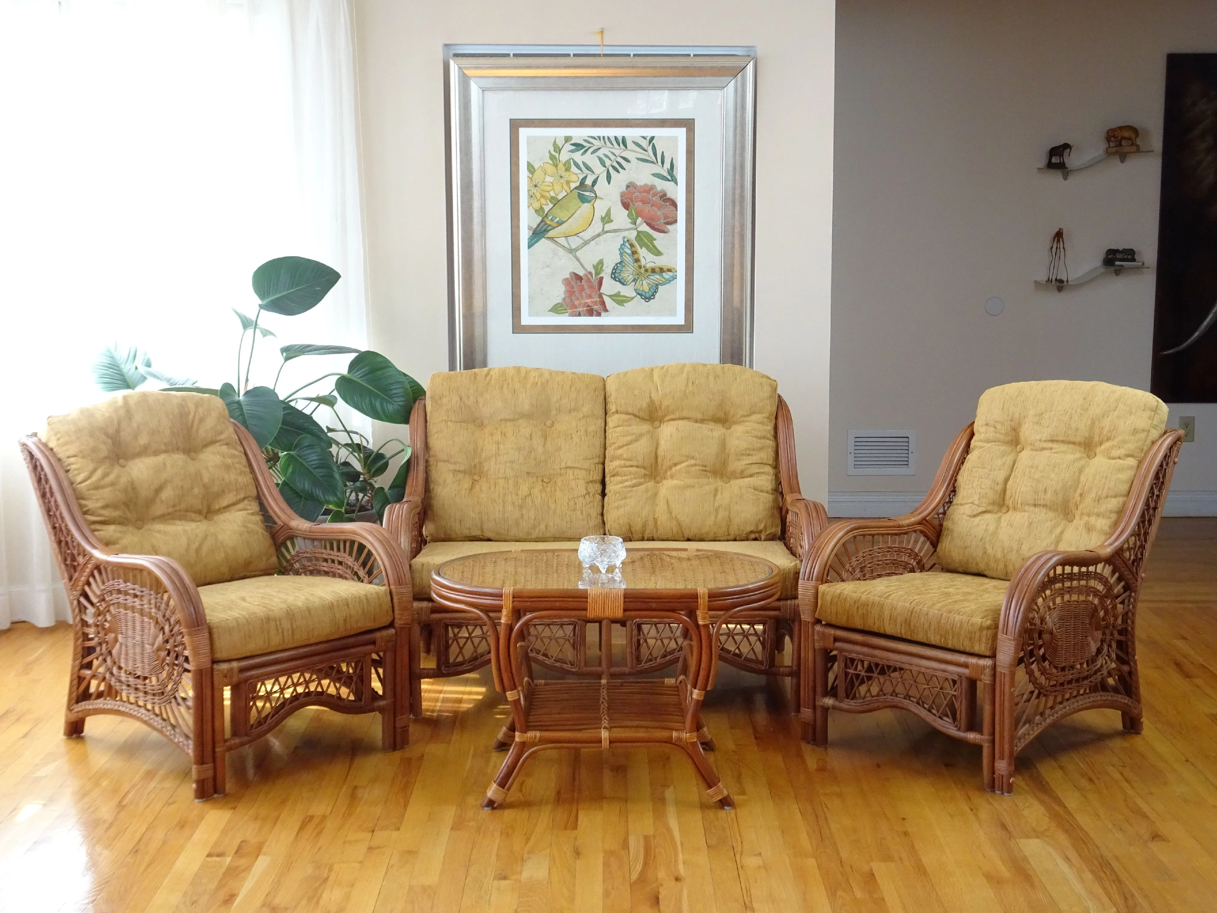 Malibu Lounge Armchair ECO Natural Rattan Wicker Handmade Design w/Light Brown Cushion, Colonial