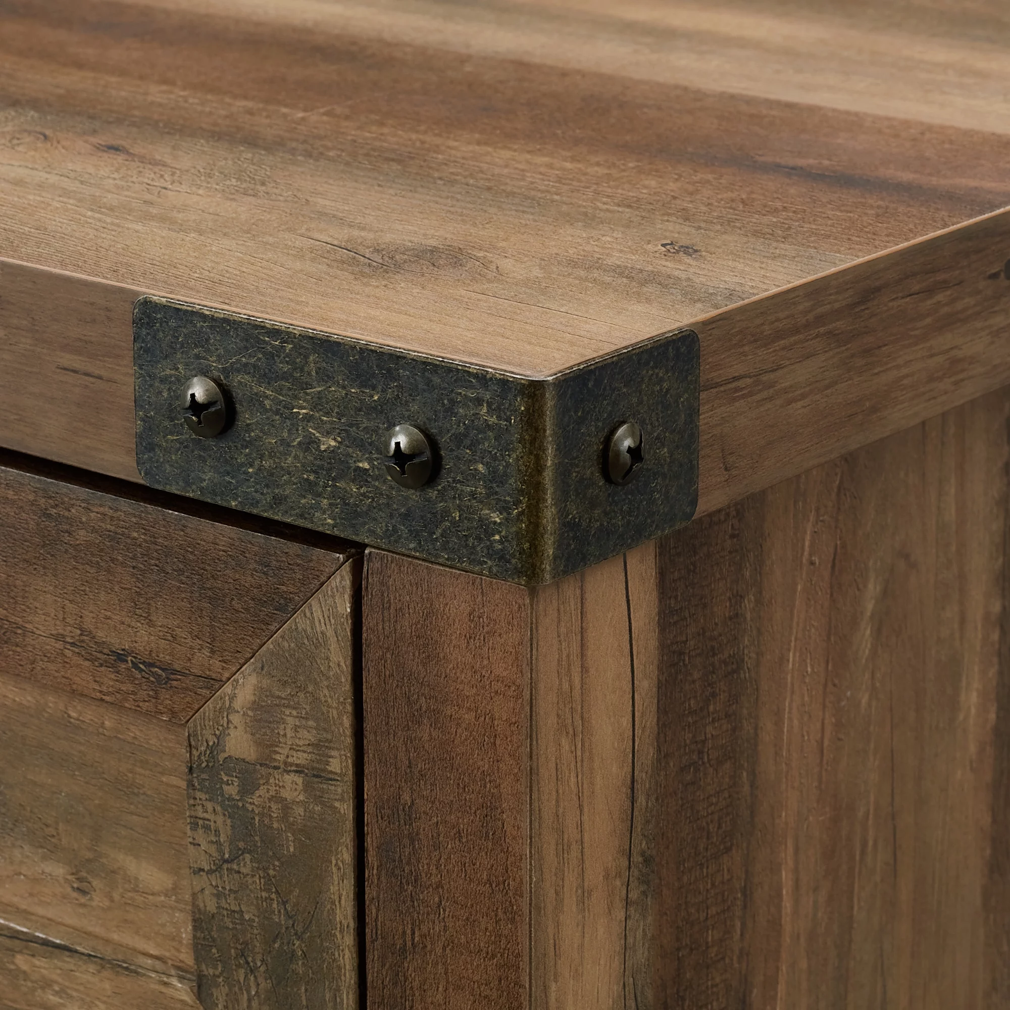 Walker Edison Farmhouse Barn Door Accent Cabinet, Reclaimed Barnwood