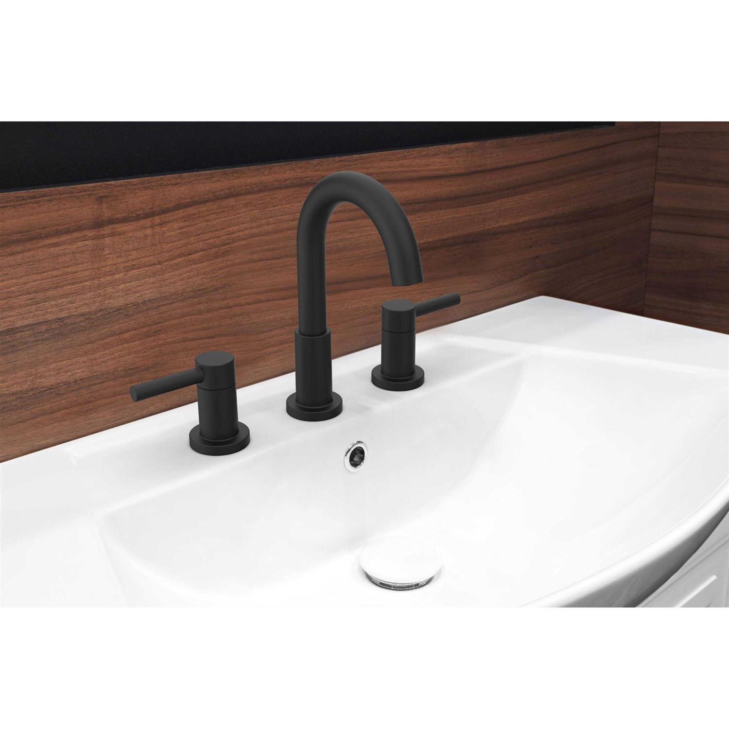 allen + roth Harlow Matte Black 2-Handle Widespread WaterSense Bathroom Sink Faucet with Drain - Shop Hardware Tools Online Store