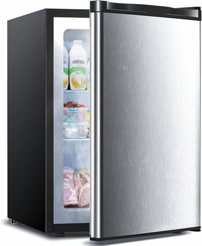 3.0 Cu.ft Upright Freezer, Small Mini Freezer with Adjustable Thermostat, Removable Shelves, Reversible Single Door, for Bedroom/Home/Dorms/Apartment
