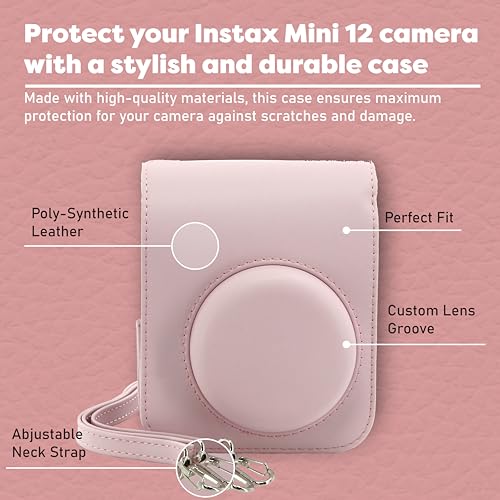 Fujifilm Instax Mini 12 Instant Camera Bundle with Fujifilm Instax Mini Instant Film Value Pack (60 Sheets) with Accessories Including Protective