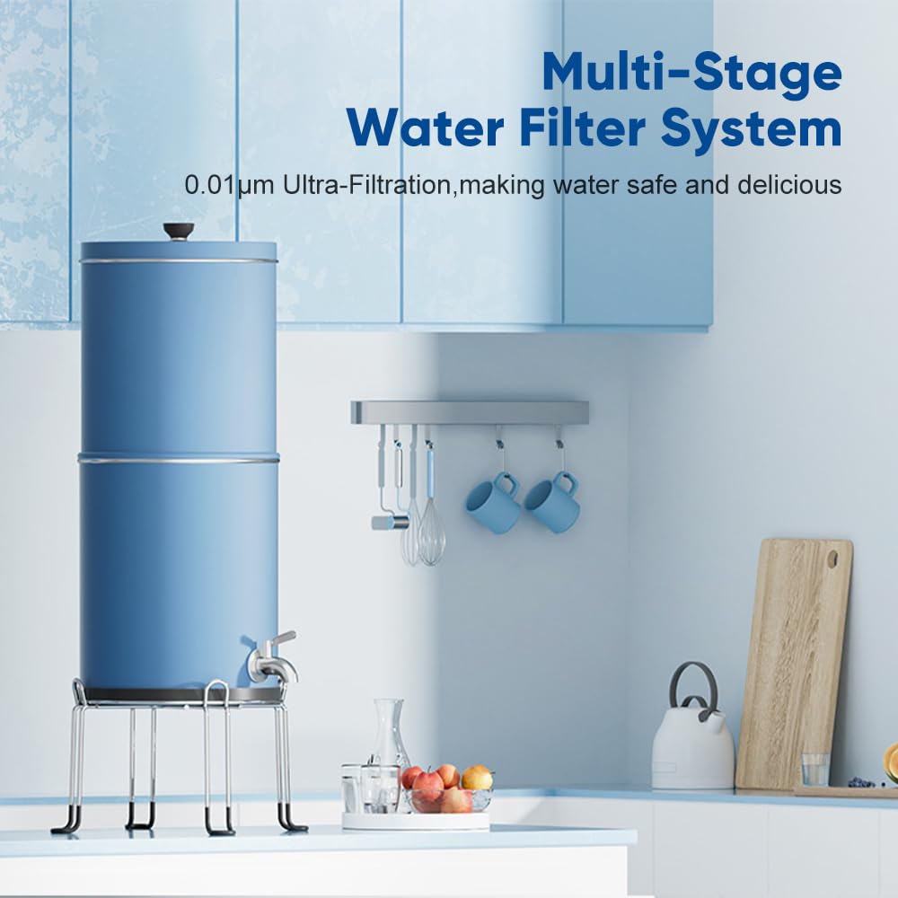 2.25 Gallon Gravity Water Filter System Stainless Steel Countertop Water Filter System Water Purifier