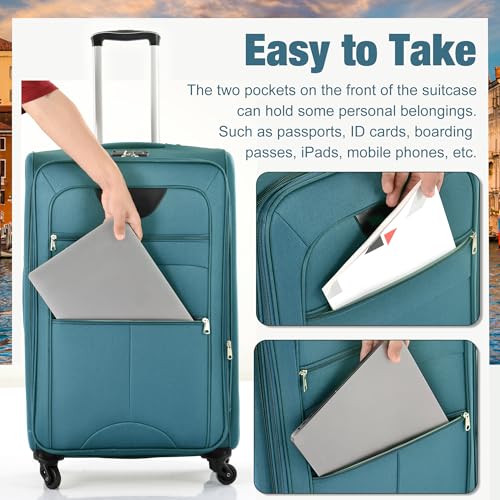 Merax Suitcase Set Softside 3-Piece Expandable Luggage with TSA Lock Spinner Wheels Lightweight Upright Luggage with Travel Bag(22/26/30 IN