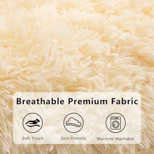 BYBYME Giant Bean Bag Chair, Faux Fur Bean Bag Couch with Filler Large Living Room Bean Bag Chairs for Adults