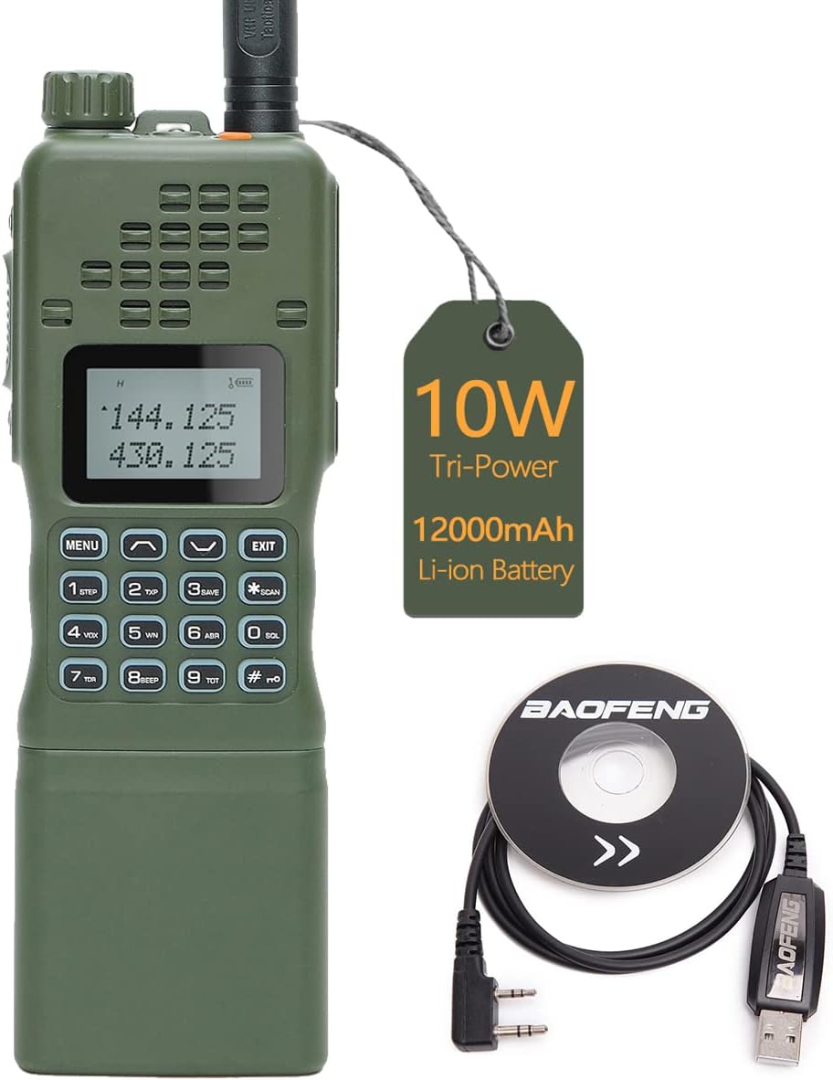 Baofeng AR-152 10W Powerful Military Grade Radio Portable Tactical Two Way Radio Long Range Walkie Talkies 12000mAh Battery with Extra Programming