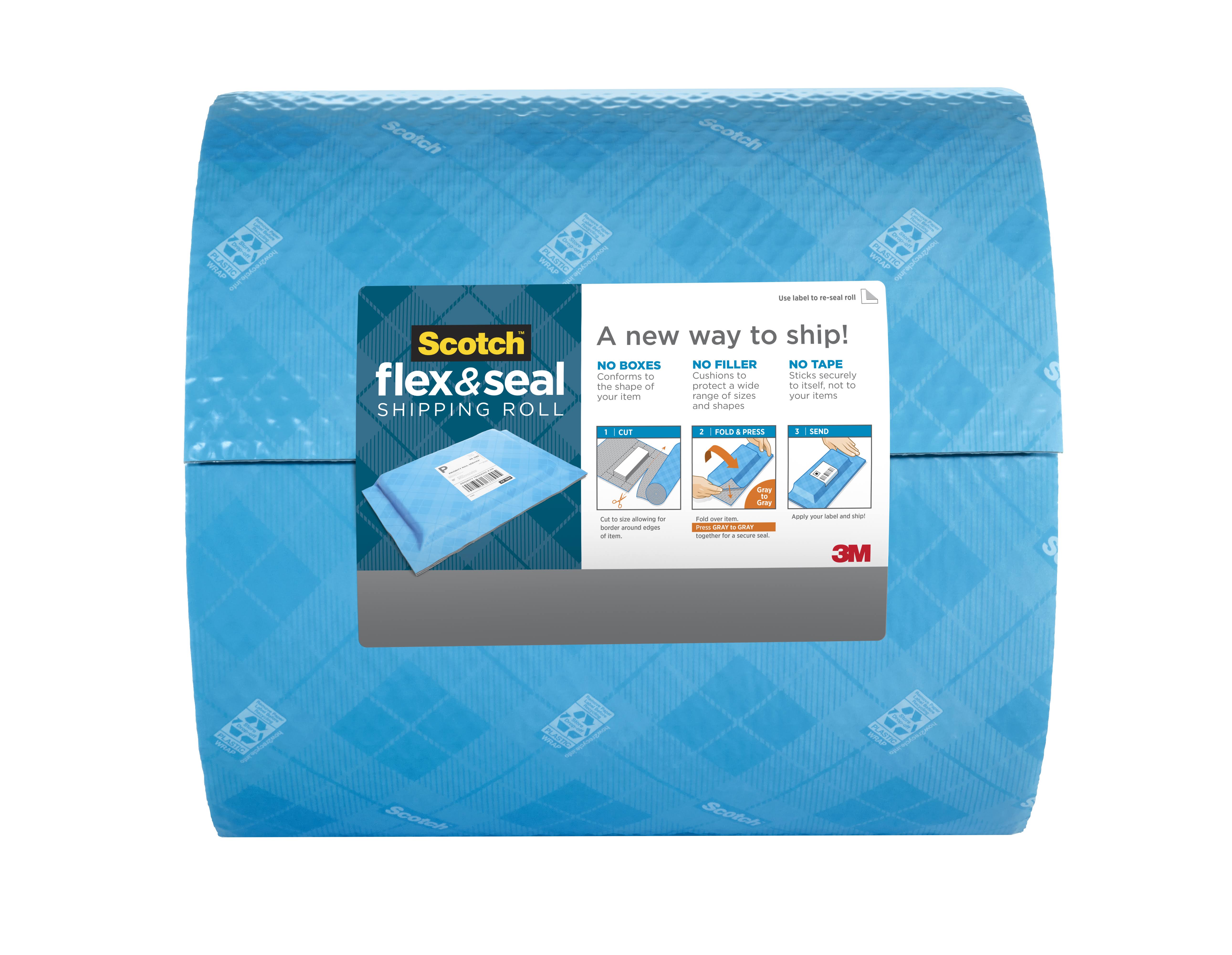 Scotch Flex and Seal Shipping Roll, 15x22 x 200 ft, Blue/Gray