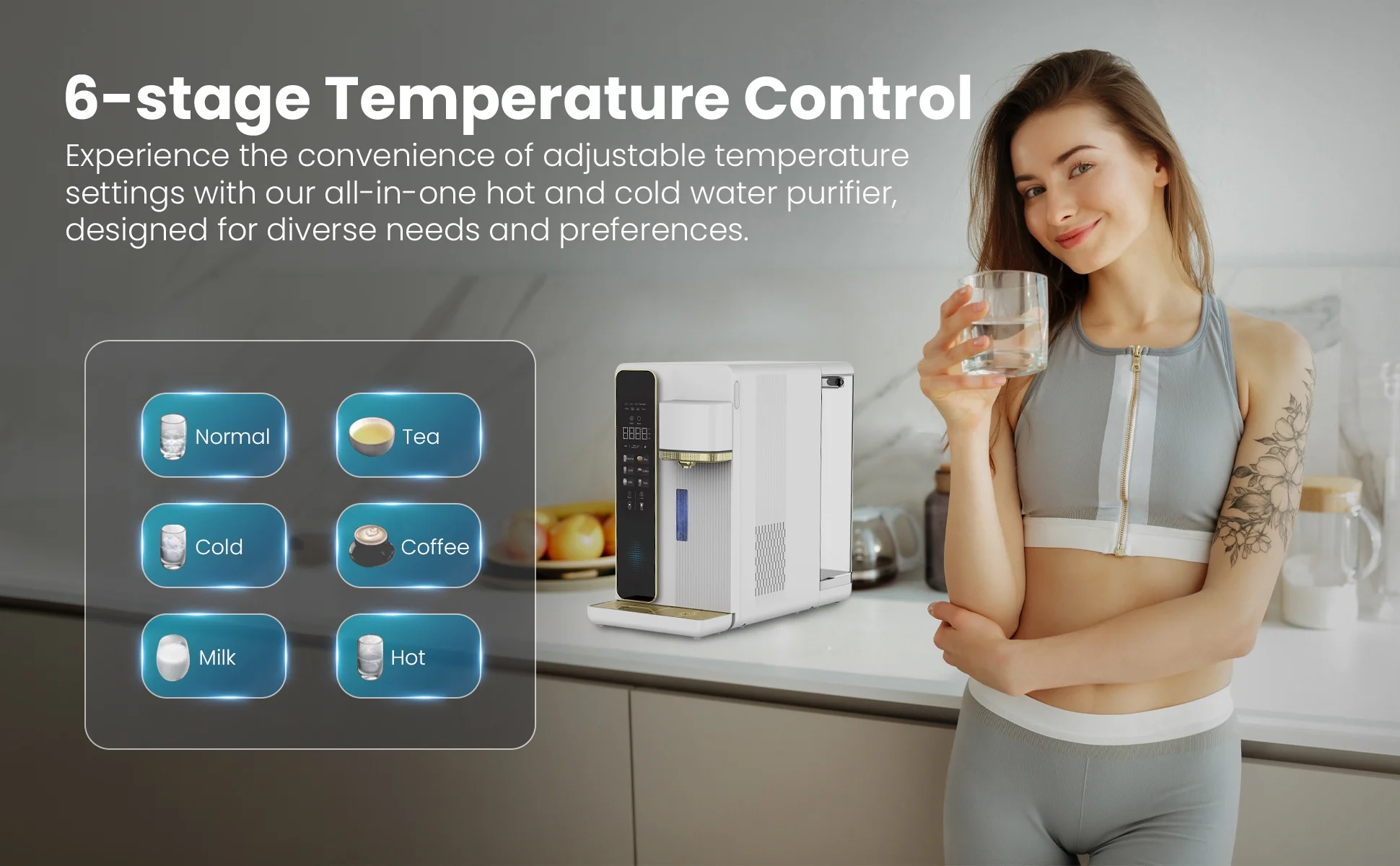 TRITON H2O Countertop Reverse Osmosis System, 5 Stage Purification, Hot and Cold Water Dispenser, RO Filtration, 3:1 Pure to Drain