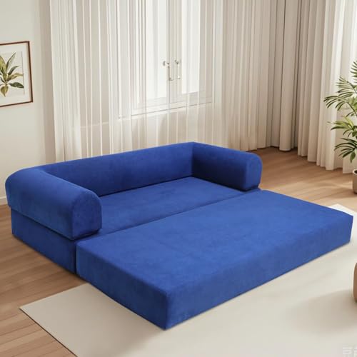 Convertible Sleeper Sofa Bed with Cylindrical Pillow, Comfy Foldable Sofa Bed Compressed Sofa in Box