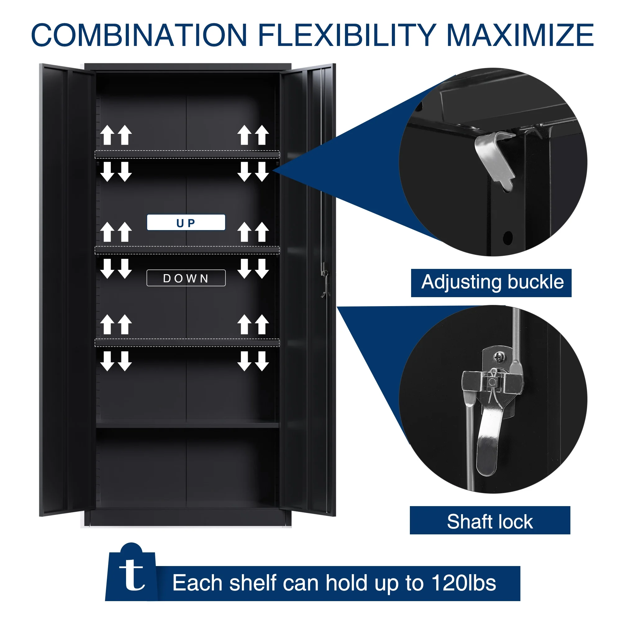 SUPEER Metal Storage Cabinet, Steel Garage Cabinet with Doors and Shelves, School Office Cabinet for Home Office, Garage and Utility Room