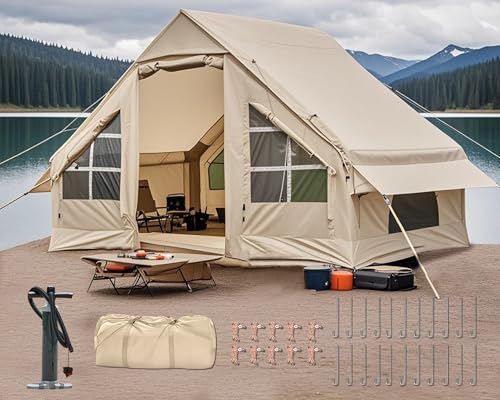 Inflatable Camping Tent, 2/4/6/8 Person Glamping Inflatable Tents for Camping