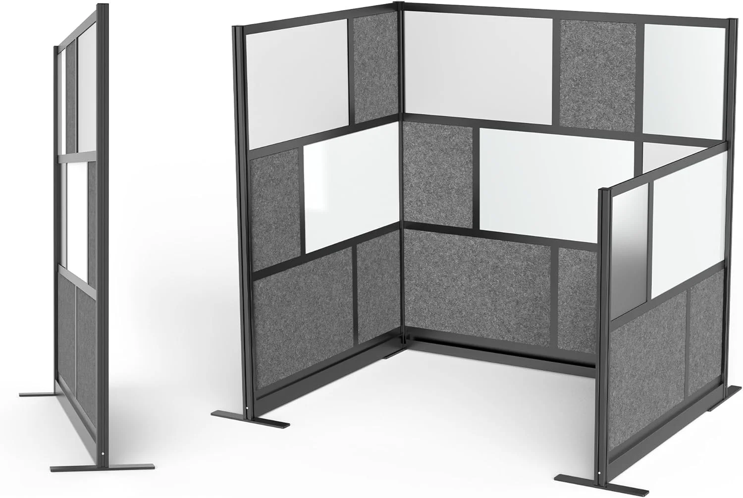 Stand Up Desk Store Modular Wall | 53in x 48in Starter Wall | Expandable Partition Room Divider with Rearrangeable Whiteboard, Frosted Acrylic
