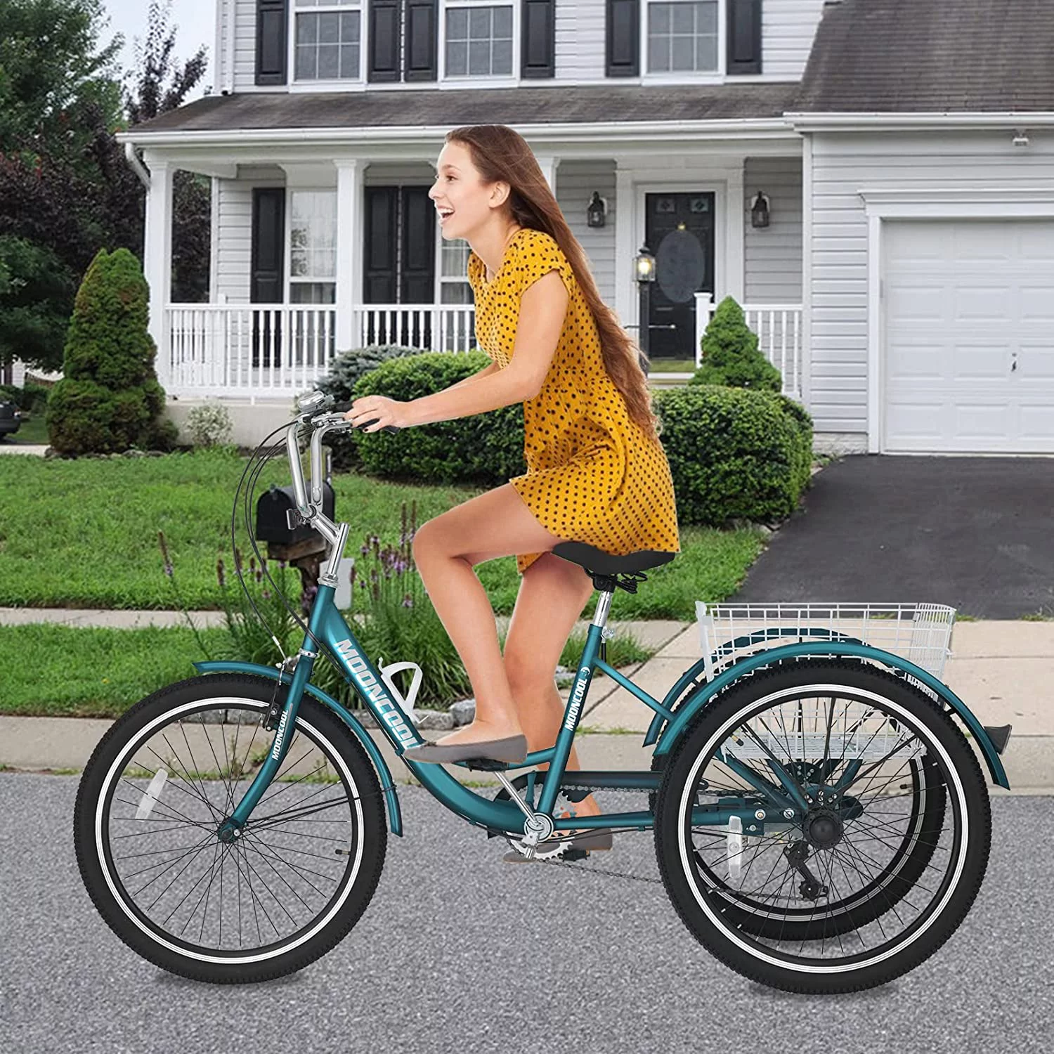 Docred Adult Tricycle 7 Speed 24 Inch Three Wheel Bike Cruiser Trike for Men/Women/Seniors