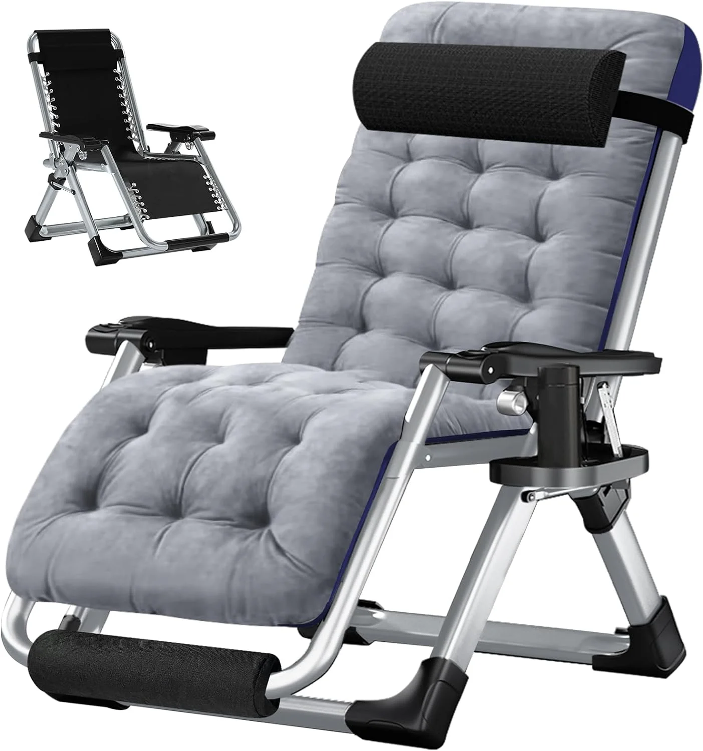 Slsy XL Zero Gravity Chair, Oversized XL Folding Reclining Lounge Chair with Removable Cushion & Tray for Indoor and Outdoor