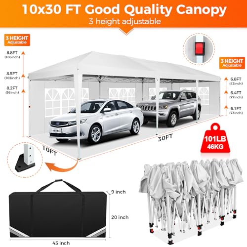 COBIZI 10x10 Pop up Canopy Tent Protable Canopy Tent with 4 Sidewalls Waterproof Commercial Instant Shelter for Parties, Wedding