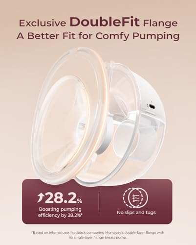 Momcozy M5 Hands-Free Wearable Breast Pump, Double-Sealed Flange for Baby-Like Comfort, 3 Modes & 9 Suction Levels, Portable Electric Pump – 24mm