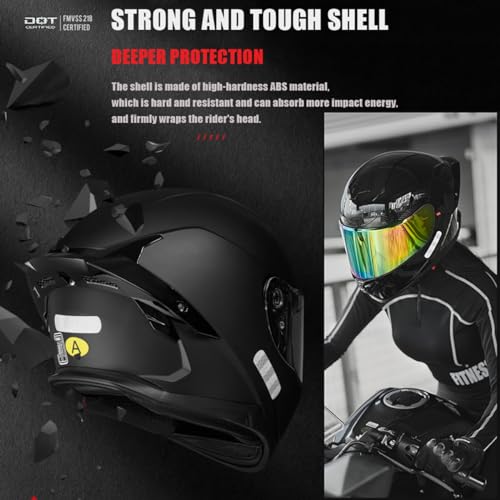 Full Face Bluetooth Motorcycle Helmet Modular Motocross Integrated Helmets DOT Approved Flip up Anti-Fog Dual Visors Sports Racing Helmet Built-in