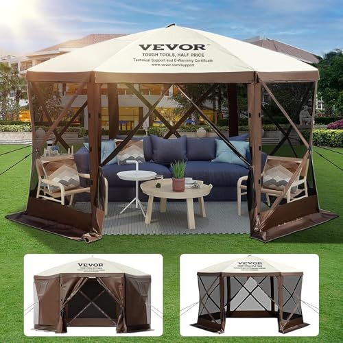 VEVOR Pop Up Gazebo Screen Tent, Pop-Up Instant Gazebo Tents with Mosquito Netting Outdoor Canopy