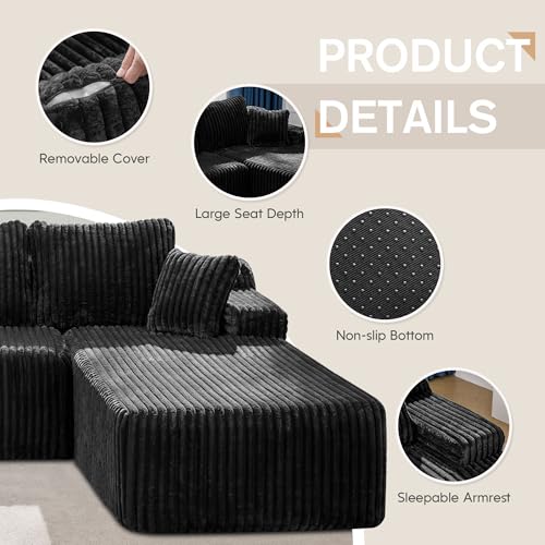 Modular Sectional Sofa Couches L-Shape Couch 3 Seat Modular Sofa Memory Foam Sectional Couches for Living Room