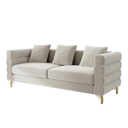 Cloud Couch for Living Room, 79" Modern Overstuffed Deep Seat Boucle Sherpa 3 Seater Sofa with 3 Pillows