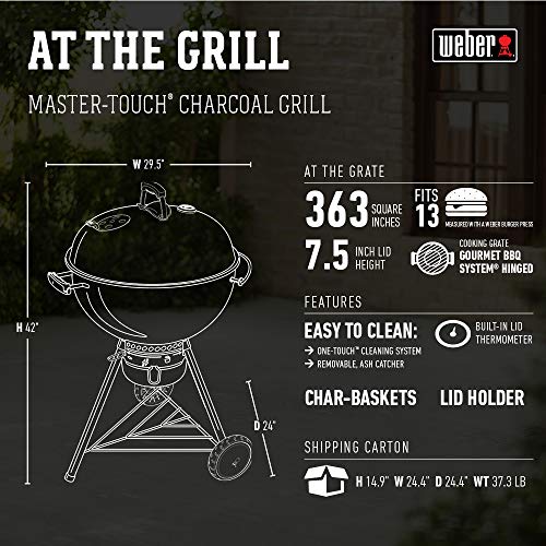 Weber Master-Touch 22" Charcoal Grill, Smoke