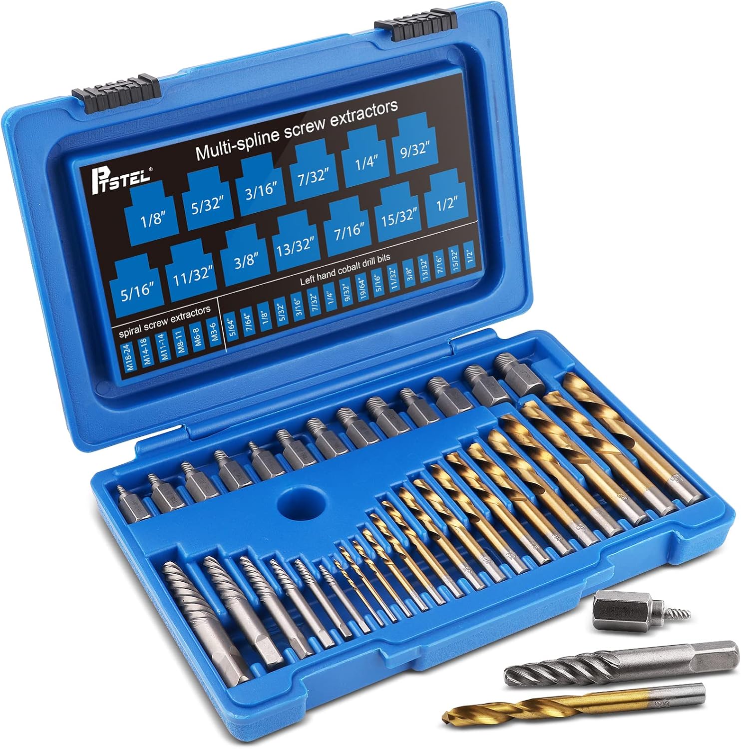 Screw Extractors, Nut Splitter Cracker Set, PTSTEL 26PCS Impact Nut/Bolt Removal Drill Bit Kit, Bolt Extractor Tool Set For Damaged Rusted Screws