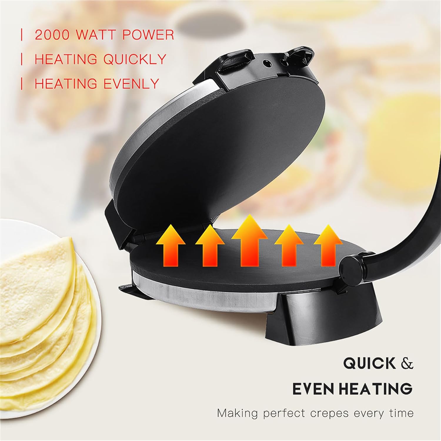 Electric Roti Maker Tortilla Press 10 Inch Multipurpose Electric Tortilla Maker Automatic Electric Chapati Press with Removable Handle Roti Tortilla