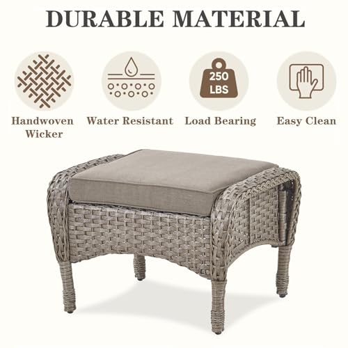 Patio Wicker Chairs Swivel Rocker - Outdoor Swivel Rocking Chairs Set of 2 with Rattan Side Table