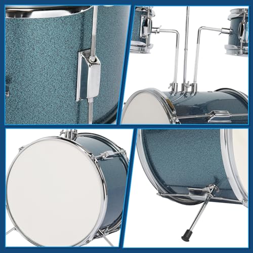Ktaxon 5-Piece Complete Junior Drums Set, 14 Inch Beginners Drum Kit with Throne Stool, Pedal & Drumsticks, Kids Drums Musical Instruments W/Cymbal