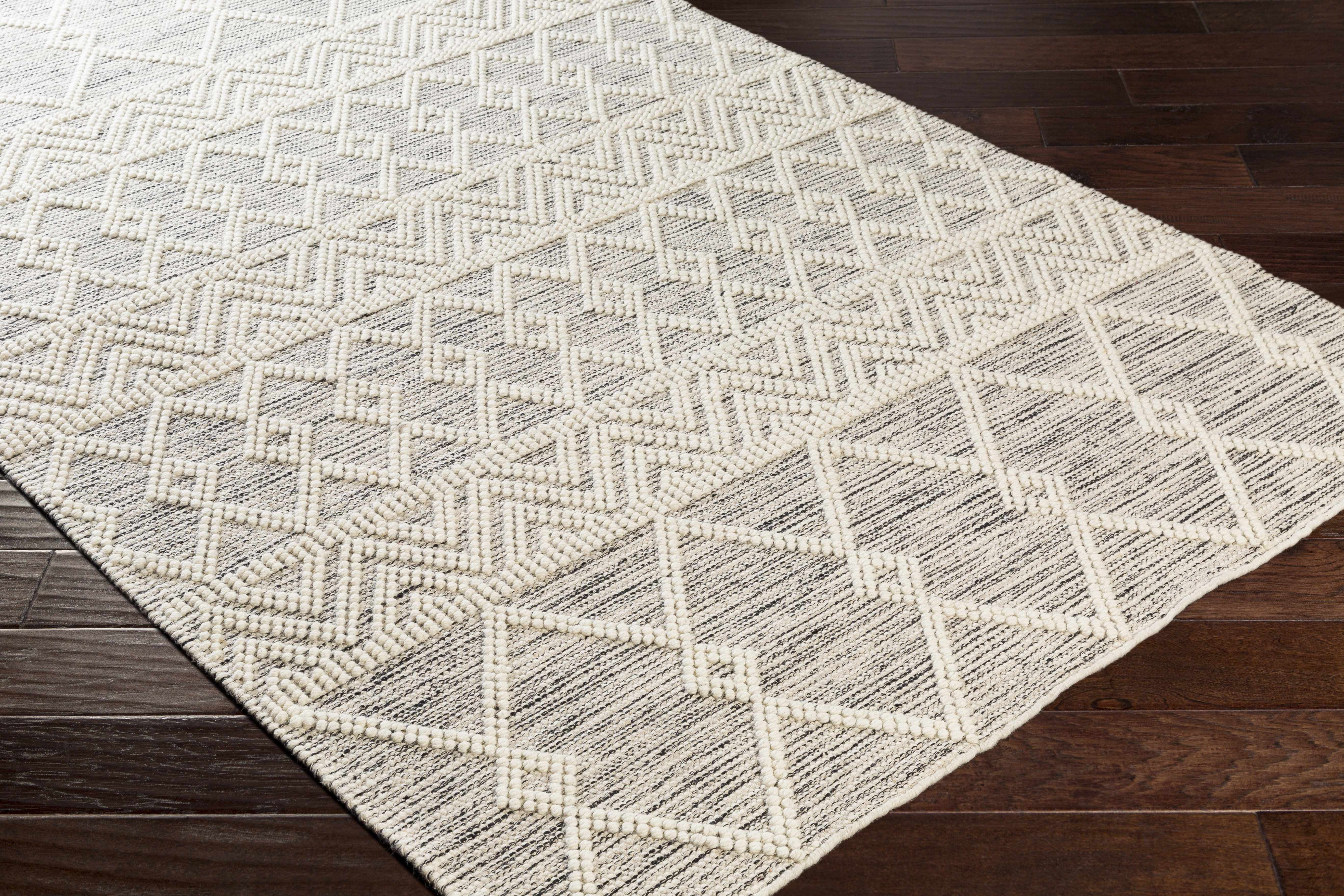 Woolk Moroccan Farmhouse Hand Woven Living Room Bedroom Nursery Wool Small Area Rug - Vintage Handmade Bohemian - Boho Diamond Southwestern - Beige