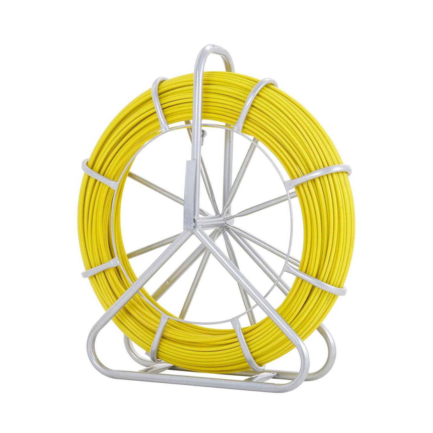 VEVOR Fish Tape Fiberglass 600 ft. x 5/16 in. Non-Conductive Duct Rodder Fishtape with Steel Reel Stand for Electrical Conduit