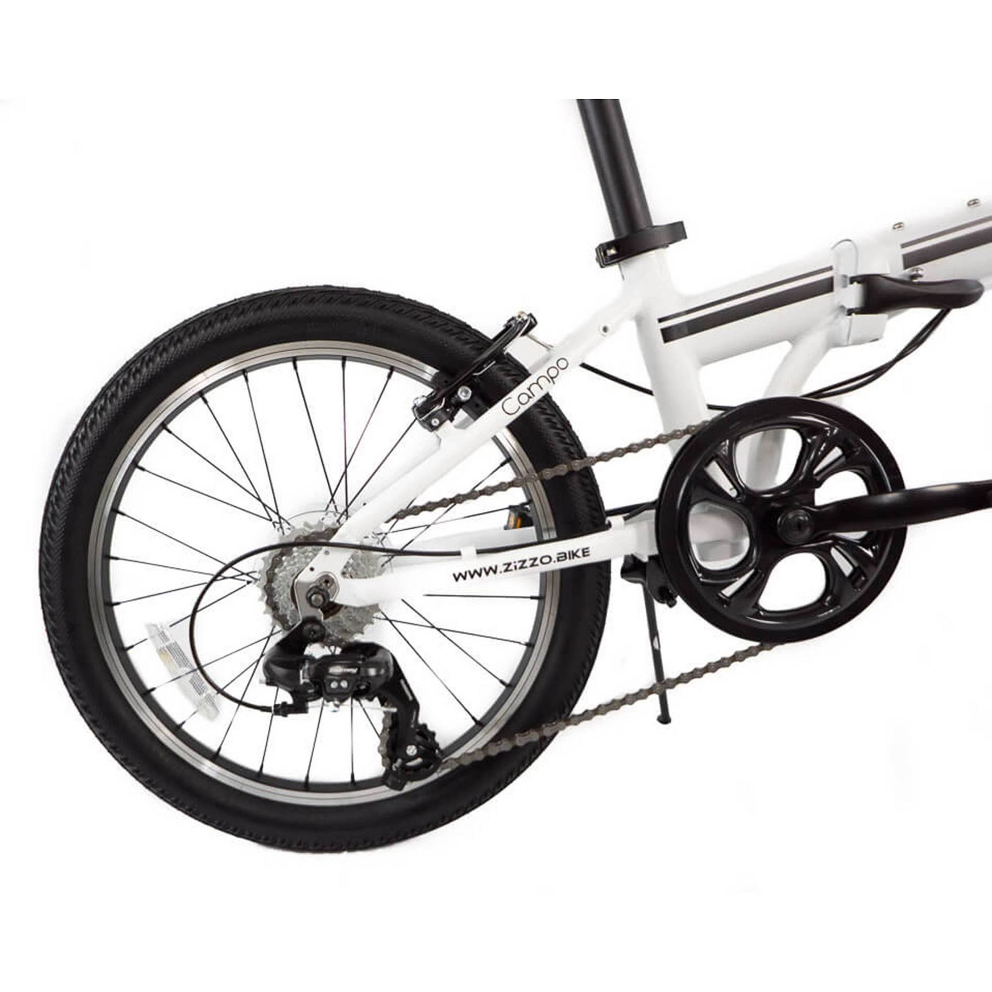 Zizzo Campo 7-Speed Aluminum 20x22 Folding Bike - White