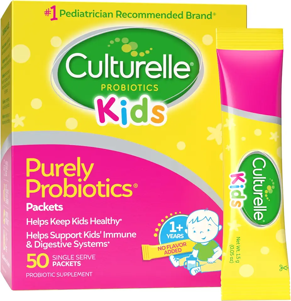 Culturelle Kids Purely Probiotics Packets Daily Supplement, Helps Support Kids’ Immune and Digestive Systems, #1 Pediatrician Recommended Brand