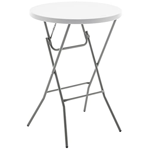 BTEXPERT White 2.63 Foot 32in Round Plastic Bar Height Folding Cocktail Table 330lb Weight Capacity Commercial Portable Banquet Dining Wedding Party