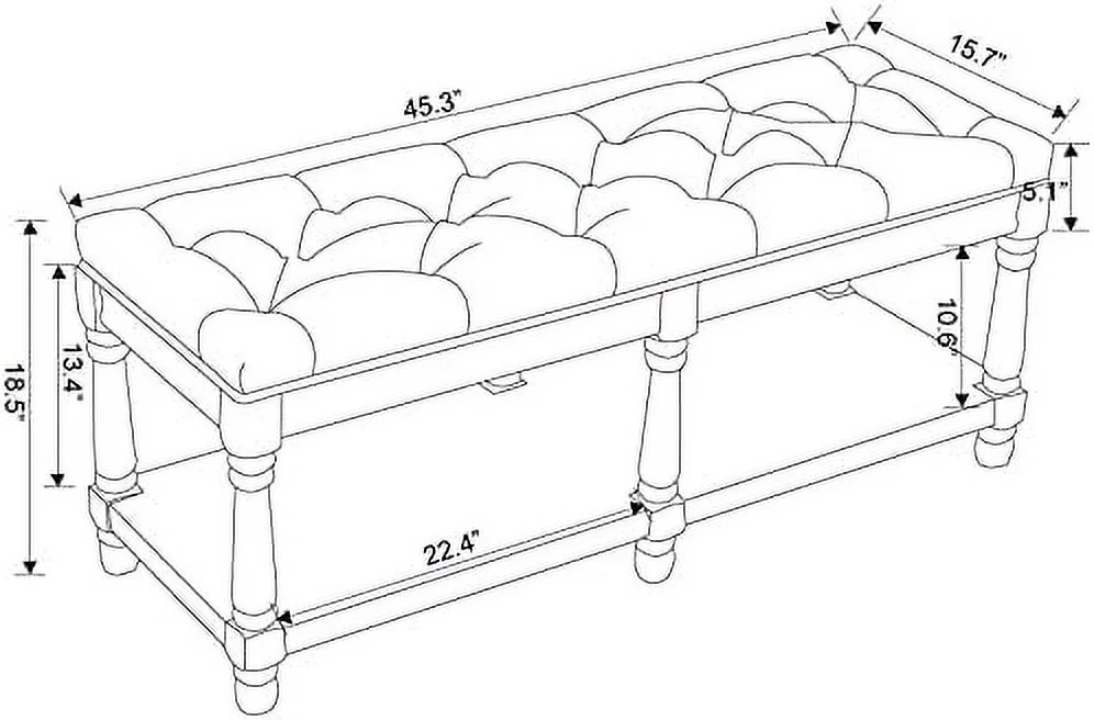 YPZBBOOM Entryway Bench Tufted Shoe Rack Bench Wood Window Bench for Hallway Entrance Bedroom Corner-1 Seat  Gray