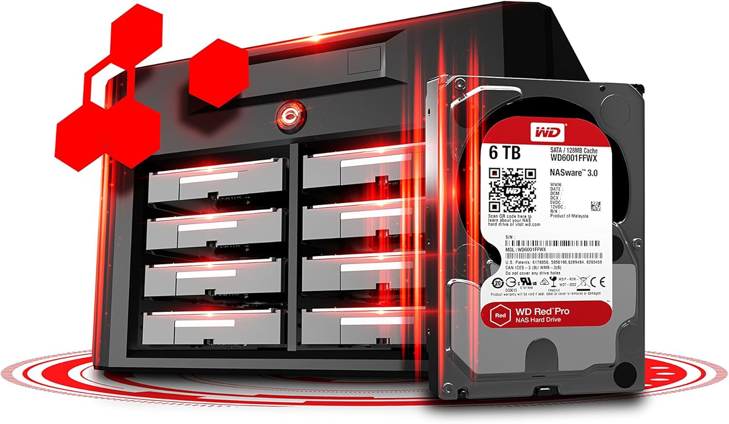 WD Red Pro 6TB 3.5-Inch SATA III 7200rpm 128MB Cache NAS Internal Hard Drive (WD6002FFWX)