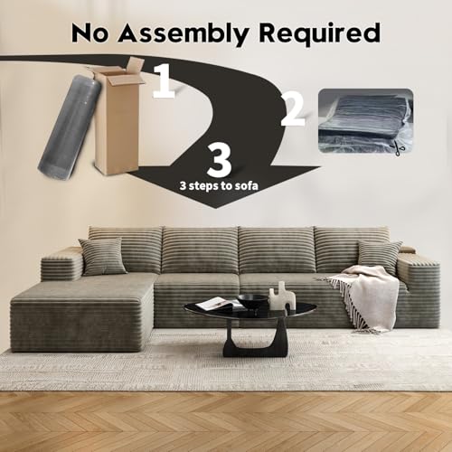 107.5" Cloud Modular Sectional Sofa with 1 Ottoman,Modern Minimalist Upholstered Couches, Comfort U Shaped Sofa for Living Room