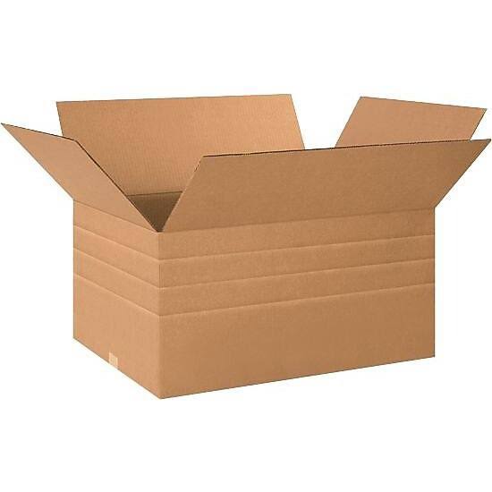 The Packaging Wholesalers 24 x 18 x 18 Inches Multi-Depth 16,14,12,10-Inch Shipping Boxes, 20-Count (BS241818MD)