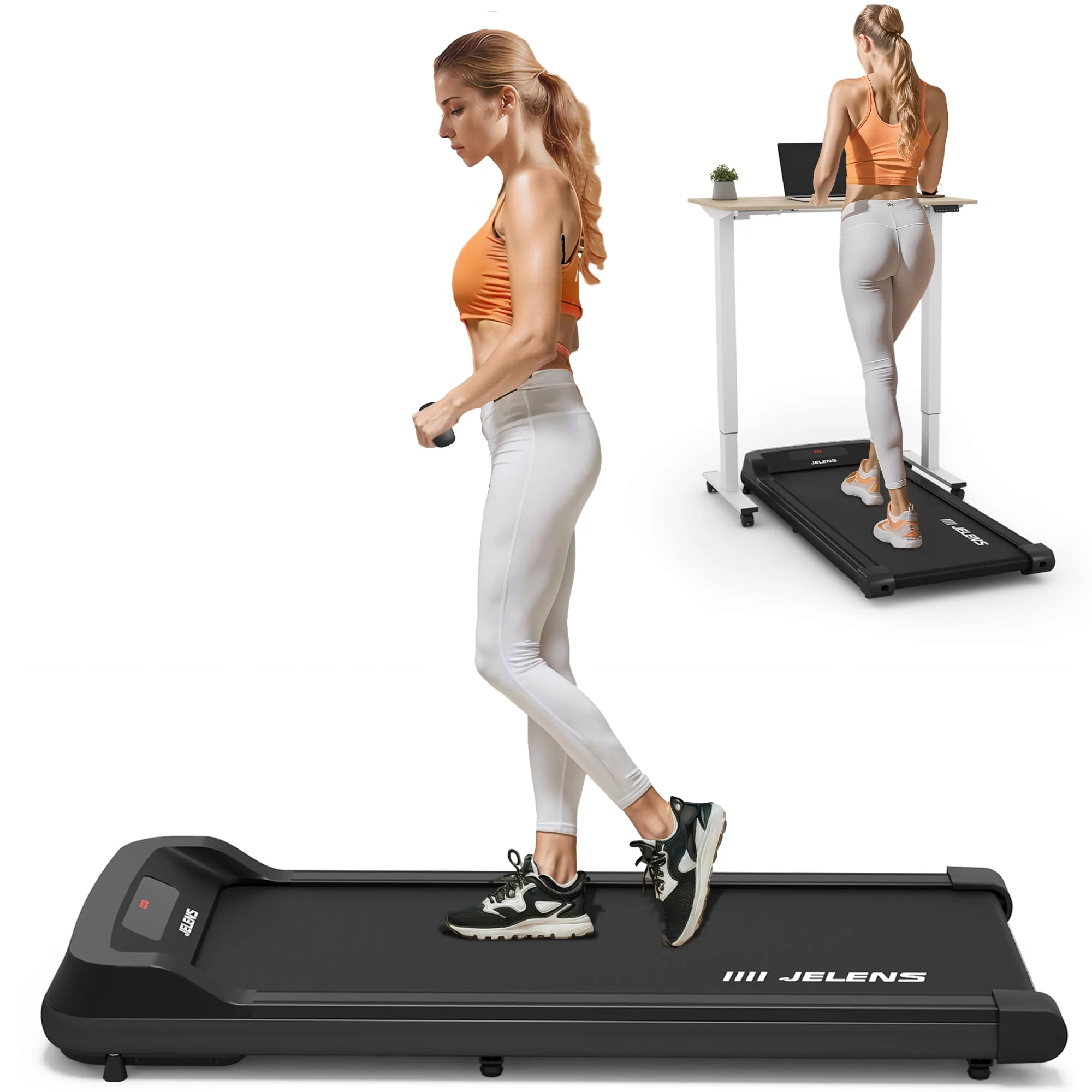 JELENS Walking Pad 2 in 1 Treadmill for Walking and Jogging, Under Desk Treadmill for Home Office