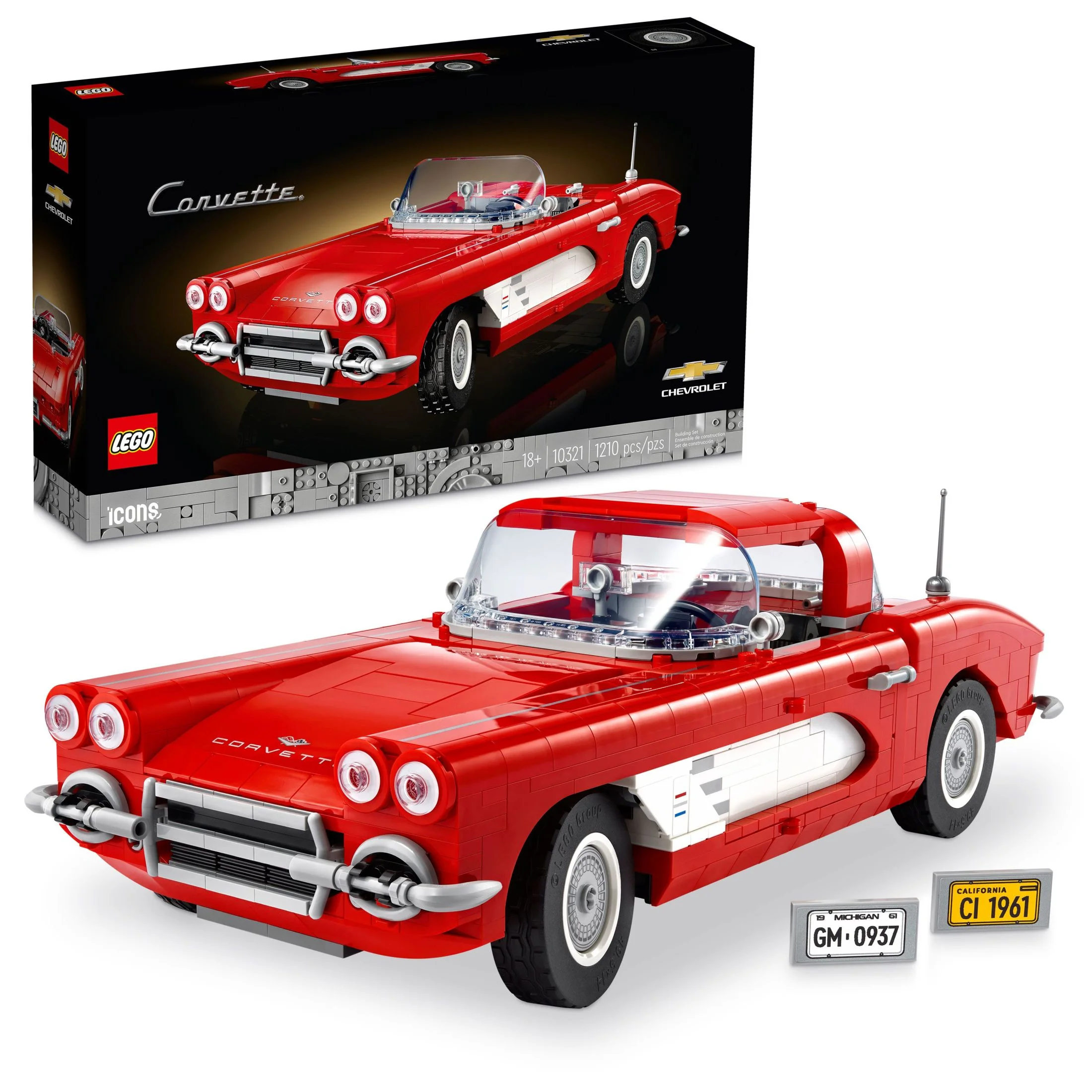 LEGO Icons Corvette Classic Car Model Building Kit for Adults, Gift Idea for Classic Car Lovers