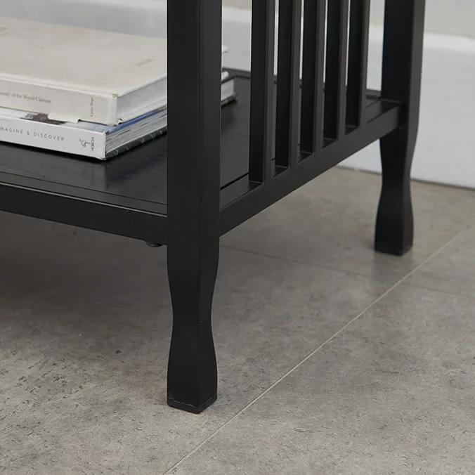Leick Home 11222-BK Ironcraft Rustic One Drawer Nightstand Side Table, Black Wash