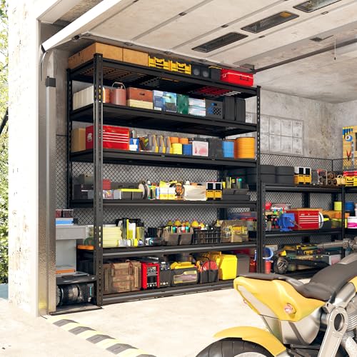 REIBII 60" W Garage Shelving 3000LBS Garage Shelving Heavy Duty Storage Shelves, 5 Tier Metal Shelves, Adjustable Industrial Shelf for Warehouse