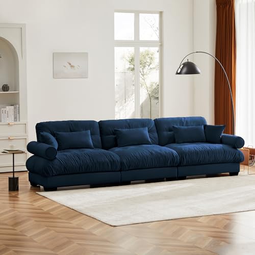130" Modular Sectional Sofa,Velvet Upholstered Couches for Living Room,3 Seater Green Sofa Couch with Movable Ottoman