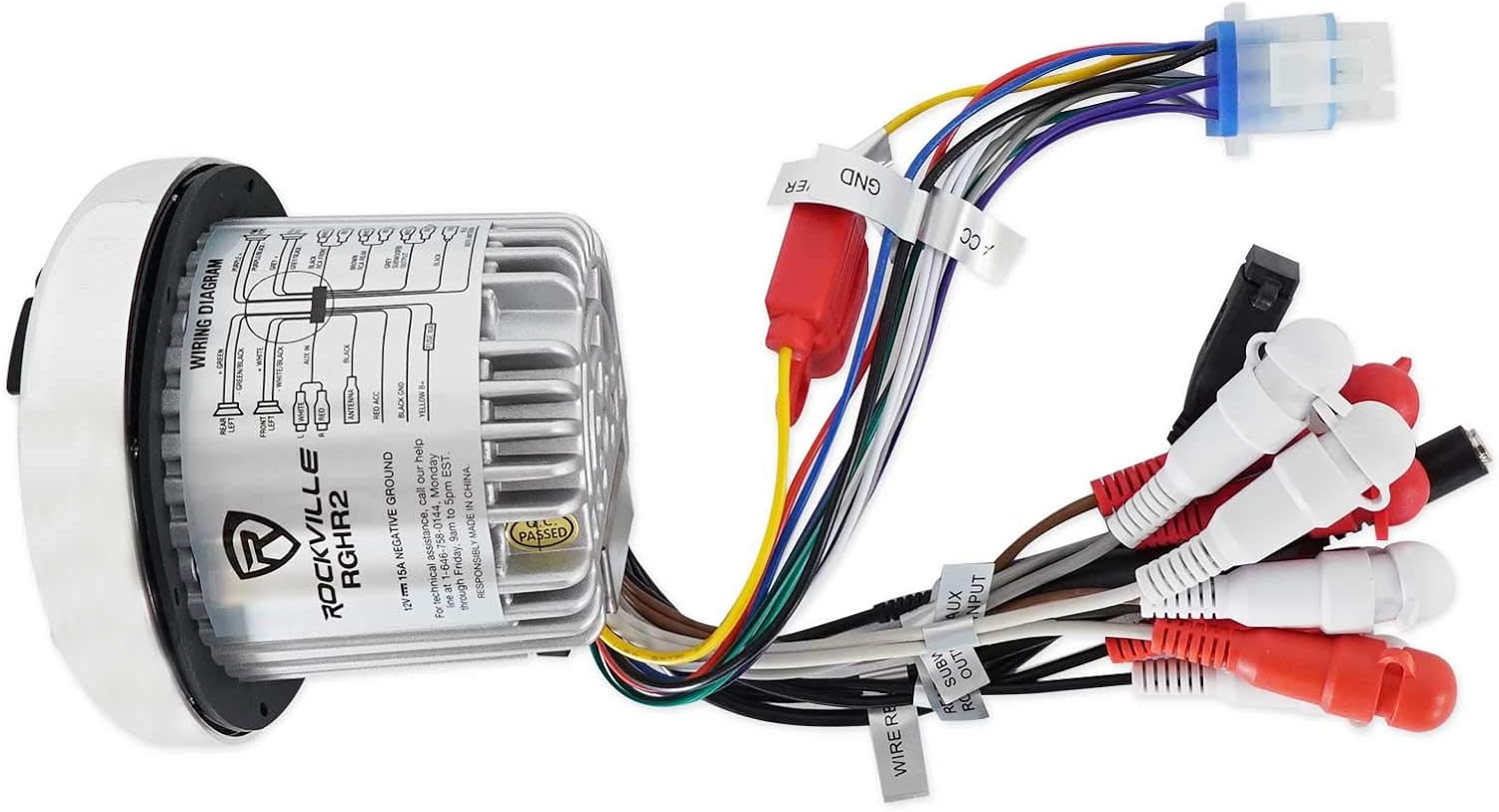 Rockville RGHR2 Marine Gauge Hole Receiver W Bluetooth USB, Radio + Wired Remote