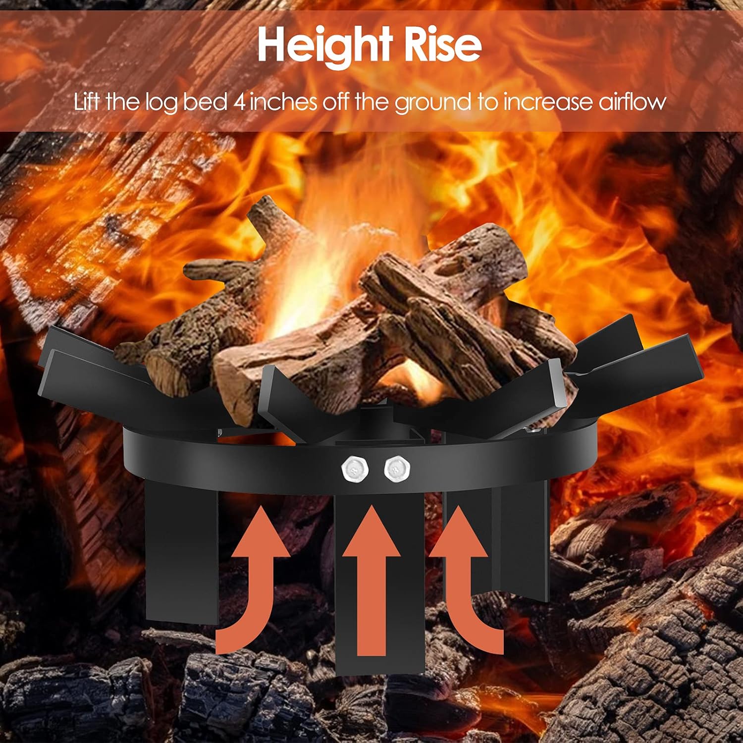 AUREVOIR Wheel Firewood Grate 12-Inch Diameter Fire Pit Log Grate,Steel 3/4-Inch Thick Spokes Fire Grate Wheels for Outdoor Campfire