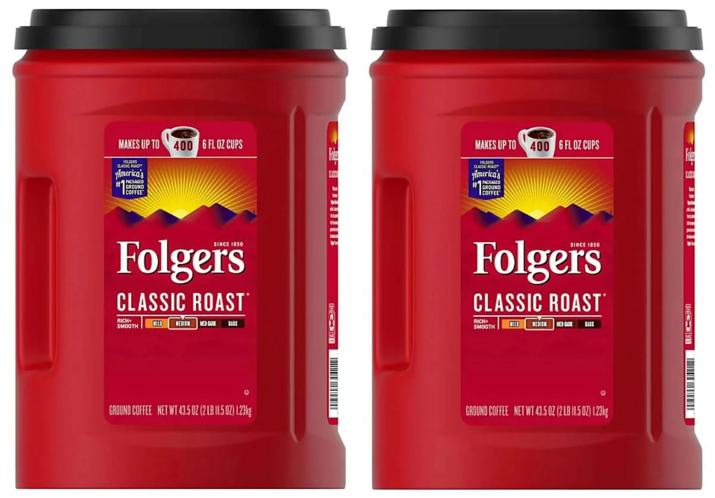Folger Classic Roast Ground Coffee Medium Roast (43.5 oz.) - 2 Pack - Curated Treasures Market