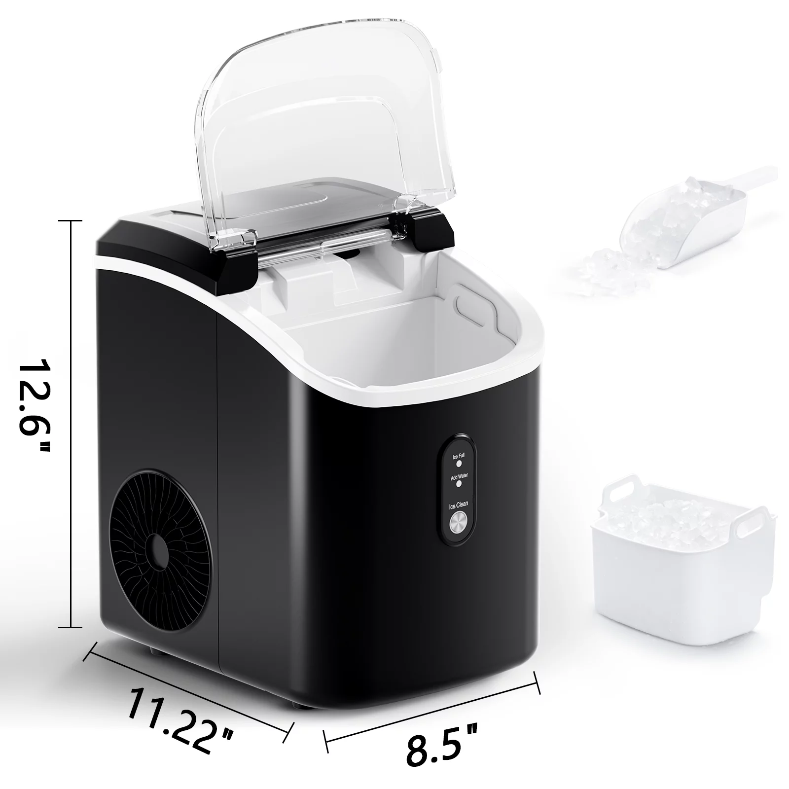 COWSAR 33lbs Countertop Nugget Ice Maker, Potable with Scoop,聽Soft Nugget Ice Ready in 10mins, Red