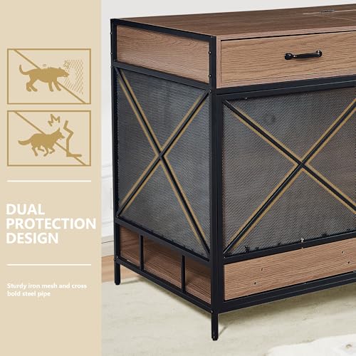 Aoowow Large Double Dog Crate Furniture 72.4" Indoor Dog Kennel with Sliding Barn Door and Divider