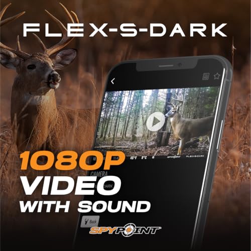 SPYPOINT Flex-S-Dark Solar Cellular Trail Camera – Built-in Solar Panel, 40MP Photos, 1080p Videos + Sound, No-Glow Game Camera, Night Vision